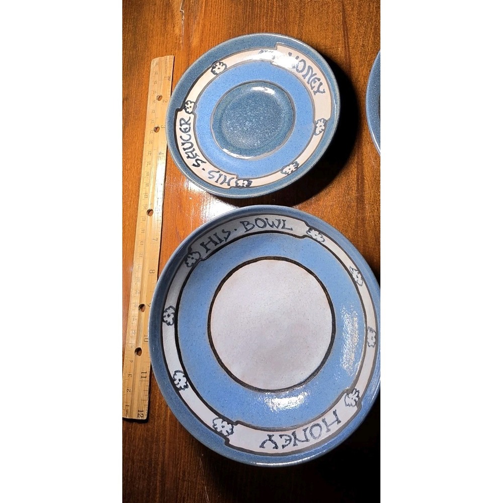 1920 Saturday Evening Girls Pottery Set 4 Pc HONEY Childs Breakfast Paul Revere